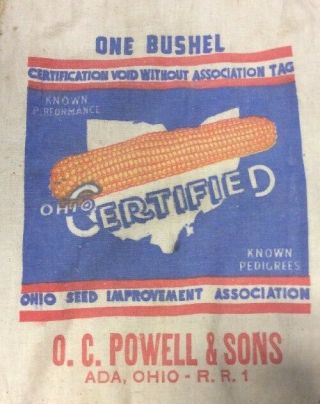 Ohio Hybrid Corn Powell & Sons Ada Ohio Cloth Bag Inv - C185
