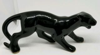 Vintage Ceramic Small Black Panther Leopard Cat Figurine 6 "