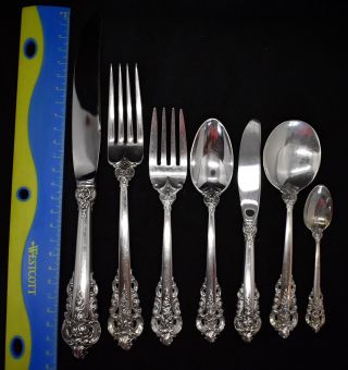 Grand Baroque Sterling Silver Set For 8 By 7 True Dinner Size Box