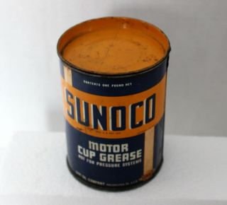 Vintage 1937 Sunoco 1 Lb.  Motor Cup Grease Lubricant Empty Can