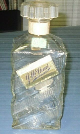 Vintage J.  W.  Dant Clear Glass Whiskey Bottle See Pictures,  West Virginia