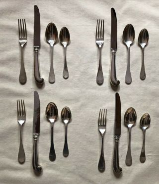 Tiffany & Co King William Sterling Silver 4 Place Setting Knive Spoon Fork 16pc