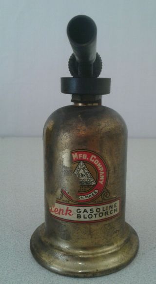 Vintage Lenk Brass Gasoline Blowtorch Made In Boston Massachusetts U.  S.  A 2