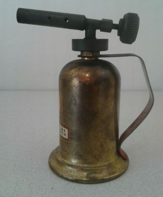 Vintage Lenk Brass Gasoline Blowtorch Made In Boston Massachusetts U.  S.  A 4