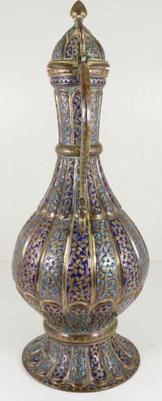 Antique Indian / Islamic Kashmiri Gilt Copper Enamel Ewer 3