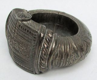 19th CENTURY INDIA SILVER ANTIQUE LARGE HEAVY ORNATE TRIBAL BRACELET ANKLET 3