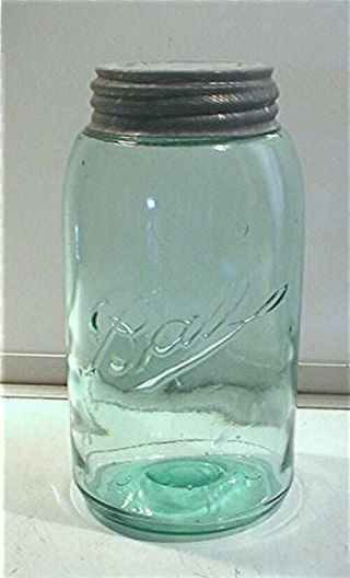 Vintage Ball 3 L`s Quart Fruit Jar W/ An Old Zinc Lid