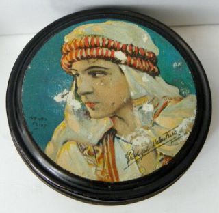 Vintage Rudolph Valentino Beautebox Canco Tin Artwork By Henry Clive