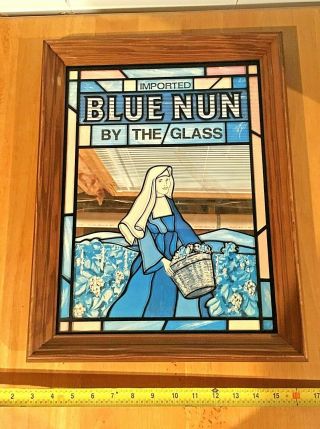 Imported Blue Nun Wine By The Glass Bar Glass Sign Vintage Mirror Man Cave Ready