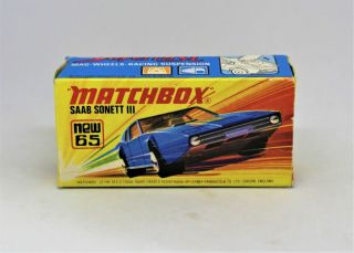 Matchbox Lesney Superfast No65 Saab Sonett 111 Empty " I Type Box " With