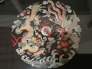 Antique Qing Chinese silk 5 claw dragon Imperial robe MUSEUM PIECE 45x40” frame 2