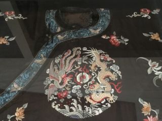 Antique Qing Chinese silk 5 claw dragon Imperial robe MUSEUM PIECE 45x40” frame 6