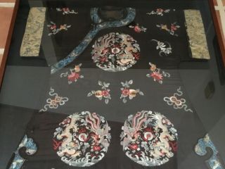 Antique Qing Chinese silk 5 claw dragon Imperial robe MUSEUM PIECE 45x40” frame 8