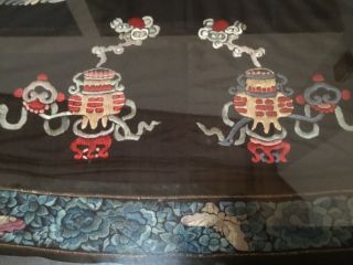 Antique Qing Chinese silk 5 claw dragon Imperial robe MUSEUM PIECE 45x40” frame 9