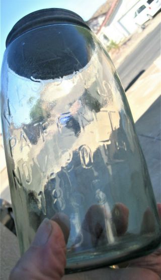 Aqua Quart Fruit Jar " (cross) Mason 