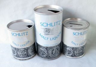 3 Vintage Schlitz Malt Liquor Beer Cans - 1963 &1969 Schlitz Brewing Co.  Wis