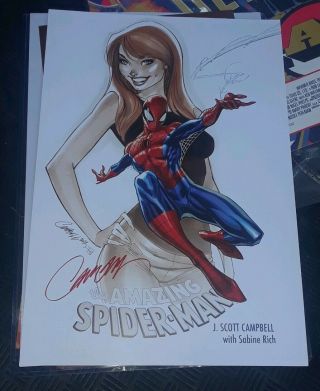 Sdcc 2019 San Diego Comic Con J Scott Campbell Signed Poster Print Spiderman