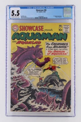 Showcase 30 - Cgc 5.  5 Fn - Dc 1961 - 1st Aquaman Tryout (origin) - Justice League