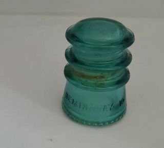 Vintage Glass Insulator Hemingray Aqua Teal Blue,  No Date,  Made In Usa 10