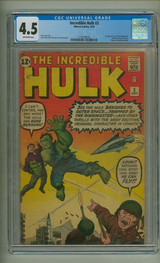 Incredible Hulk 3 (cgc 4.  5) O/w Pgs; 1st App.  Ringmaster; Kirby; 1962 (c 24414)