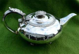 Fab George Iv Silver Tea Pot By Thomas Wilkes Barker - London 1824 - 23.  05 Ozt