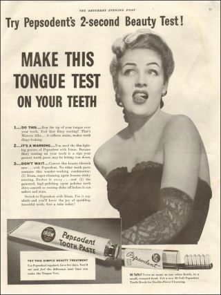 1941 Vintage Ad Pepsodent Toothpaste Photo Pretty Model Does Tongue Test 110617
