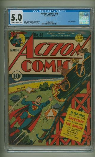 Action Comics 46 (cgc 5.  0) C - O/w Pgs; Superman; Hitler Appearance; 1942 (c 24385