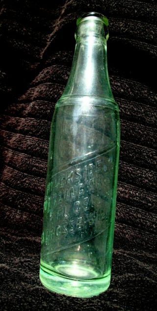 Riverside Bottling 8 Oz.  La Crosse,  Wis Aqua Clear Glass Soda Drink Bottle