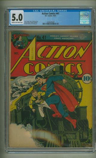 Action Comics 41 (cgc 5.  0) C - O/w Pages; Superman; Golden Age; Dc; 1941 (c 24384)