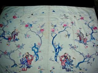 LARGE ANTIQUE CHINESE EMBROIDERED SILK PANEL OF IMMORTALS 3