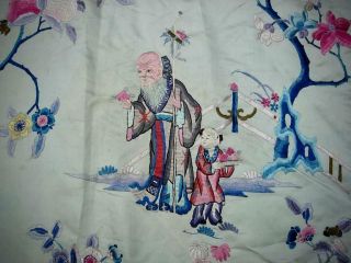 LARGE ANTIQUE CHINESE EMBROIDERED SILK PANEL OF IMMORTALS 6