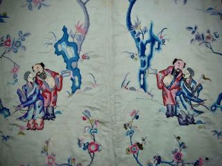 LARGE ANTIQUE CHINESE EMBROIDERED SILK PANEL OF IMMORTALS 7