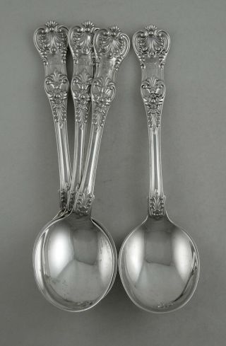 Sterling Tiffany & Co.  English King (1885) Cream Soup Spoons (set Of 4)