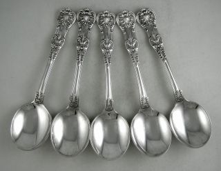Sterling Tiffany & Co.  English King Round Soup Spoons (1885) Set Of 5