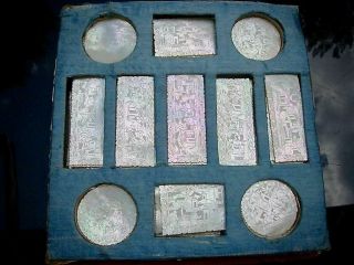 Boxed Set Of Antique Chinese Mother Of Pearl Gaming Chips/counters,  140 Chips
