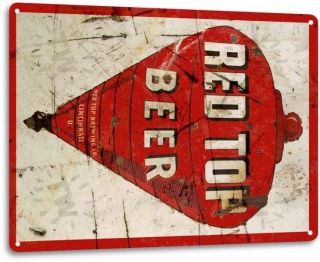 Red Top Beer Logo Retro Vintage Bar Man Cave Garage Wall Decor Metal Tin Sign 2