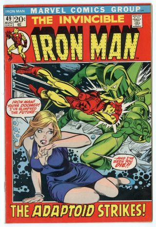 Iron Man 49 Vf/nm 9.  0 Ow/white Pages Vs.  Adaptoid Marvel 1972