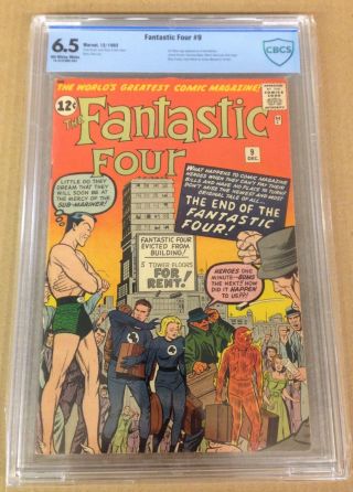 Fantastic Four 9 Sub - Mariner 3rd Appear Lee Kirby 1962 Cbcs 6.  5 Fn,