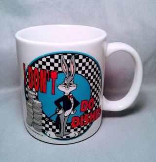 Bugs Bunny I Dont Do Dishes Coffee Mug Cup 1991 Warner Bros.  Kitchenware