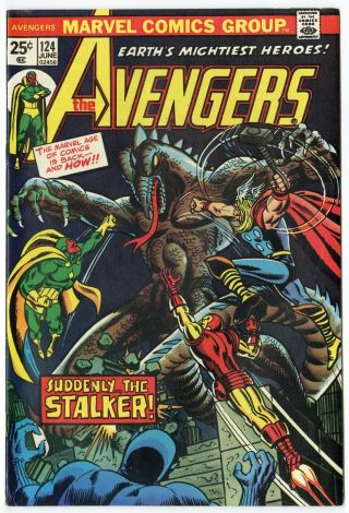 Avengers 124 Nm - 9.  2 White Pages Vs.  The Stalker Marvel 1974