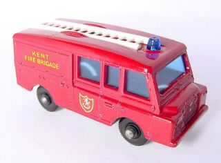 1966 Lesney Matchbox No.  57 Land Rover Fire Truck Kent Fire Brigade Red Diecast