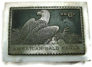 American Bald Eagle 6 Cent Stamp Marble & Pewter Paperweight