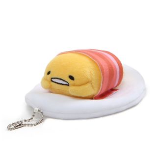 Gund Gudetama “lazy Egg With Bacon” Stuffed Animal Plush Keychain,  4.  5 "