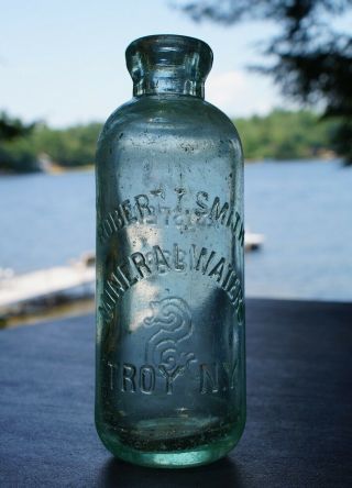 Antique Hutchinson (hutch) Soda Bottle - Robert T Smith Mineral Waters Troy Ny