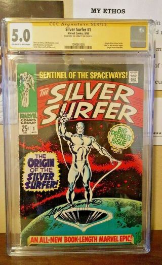Silver Surfer 1 Cgc 5.  0 Signed By Joe Sinnott First Issue Of Solo Series