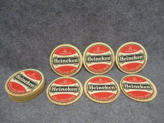 (15) Vintage Heineken Imported Holland Beer Cardboard Coasters 4.  25 " Nos