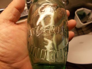 Vintage E.  P.  SHAWS Bowling Pin Wakefield aqua green glass bottle EX COND 2