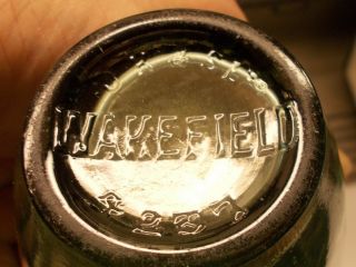 Vintage E.  P.  SHAWS Bowling Pin Wakefield aqua green glass bottle EX COND 4