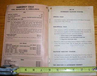 1969 U.  S.  Atomic Energy Telephone Directory,  Mecury Campsite,  Nevada,  complete 2