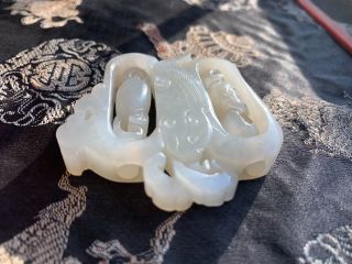 CHINESE QING PERIOD CARVED SPINNING JADE W BUTTERFLY ANTIQUE PENDANT 2